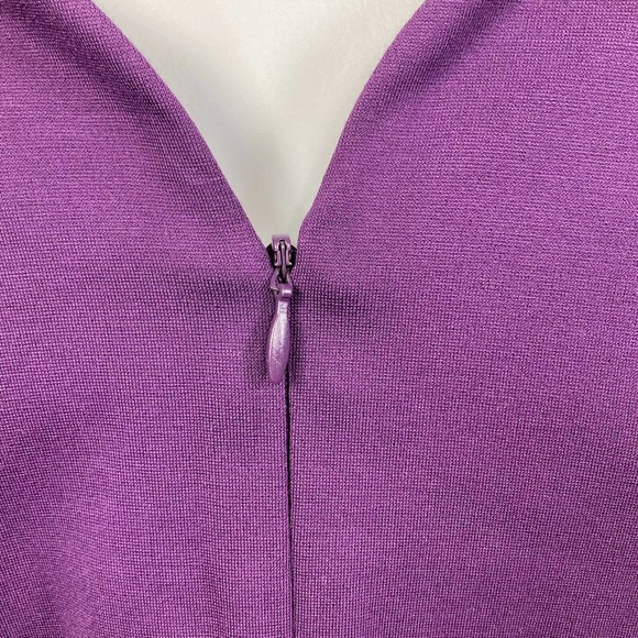 NWT 41 Hawthorn Dress Womens Sz S Purple Sheath Ponte Stretch Scalloped V Neck - Picture 5 of 12